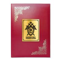 Папка адресная канцелярская для документов. На Подпись Следственный комитет Российской федерации, бордовая, А4, индивидуальная упаковка